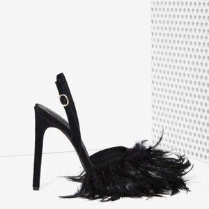 Jeffrey Campbell Pajaro Black Feather Heels – Size (7.5) – Never Worn